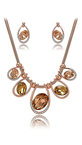 Picture of Luxurious Rose Gold Plated Crystal 2 Pieces Jewelry Sets