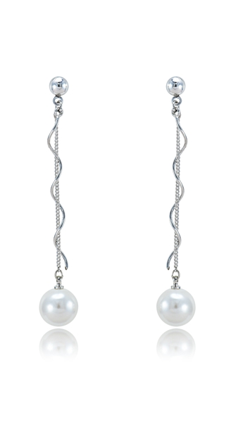 Picture of Magnificent Venetian Pearl Platinum Plated Drop & Dangle