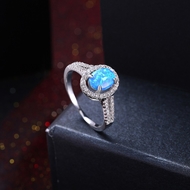 Picture of Attractive Platinum Plated Blue Fashion Rings