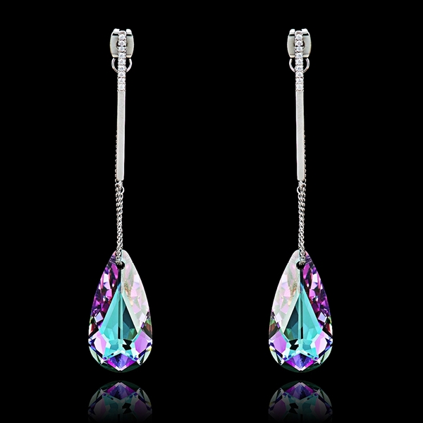 Picture of Top-A Platinum Plated Single Stone Drop & Dangle