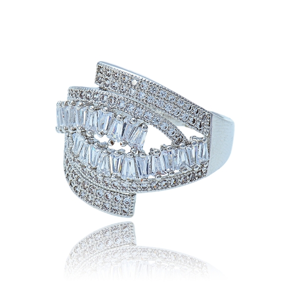 Picture of Moving Platinum Plated Brass Fashion Rings