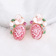 Picture of Zinc Alloy Pink Stud Earrings at Super Low Price