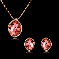 Picture of Wholesale Rose Gold Plated Artificial Crystal Necklace and Earring Set with No-Risk Return