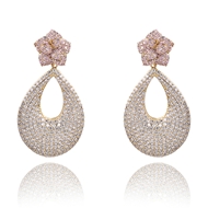 Picture of Bulk Gold Plated Cubic Zirconia Dangle Earrings Exclusive Online