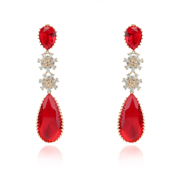 Picture of Charming Red Cubic Zirconia Dangle Earrings As a Gift