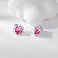 Picture of Need-Now Pink Platinum Plated Stud Earrings