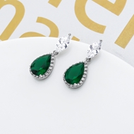 Picture of New Season Green Cubic Zirconia Dangle Earrings with SGS/ISO Certification