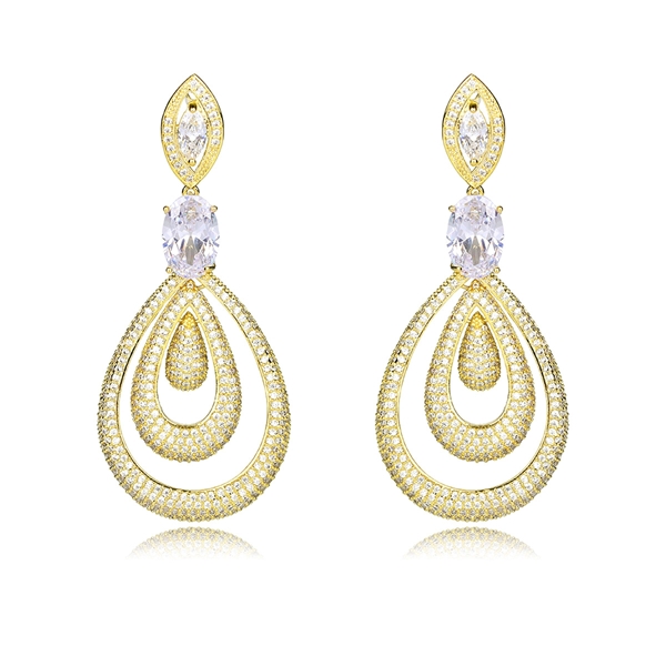 Picture of Reasonably Priced Gold Plated White Dangle Earrings from Reliable Manufacturer