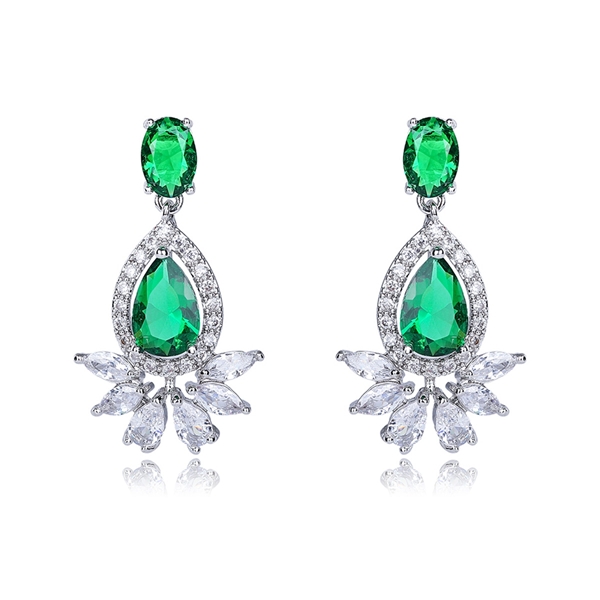 Picture of Fashion Cubic Zirconia Platinum Plated Dangle Earrings