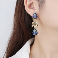 Picture of Attractive Blue Cubic Zirconia Dangle Earrings For Your Occasions