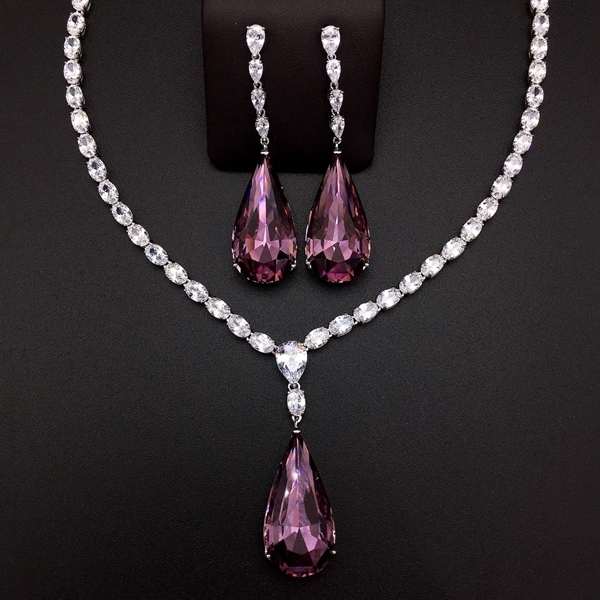 Picture of Big Purple 2 Piece Jewelry Set with Fast Shipping