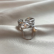 Picture of Sparkling Small Artificial Pearl Adjustable Ring