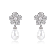 Picture of New Season White Cubic Zirconia Dangle Earrings with SGS/ISO Certification