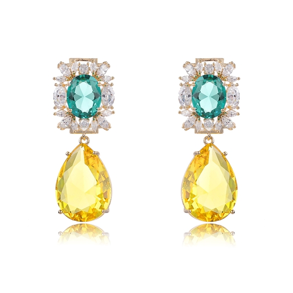 Picture of Attractive Yellow Cubic Zirconia Dangle Earrings For Your Occasions