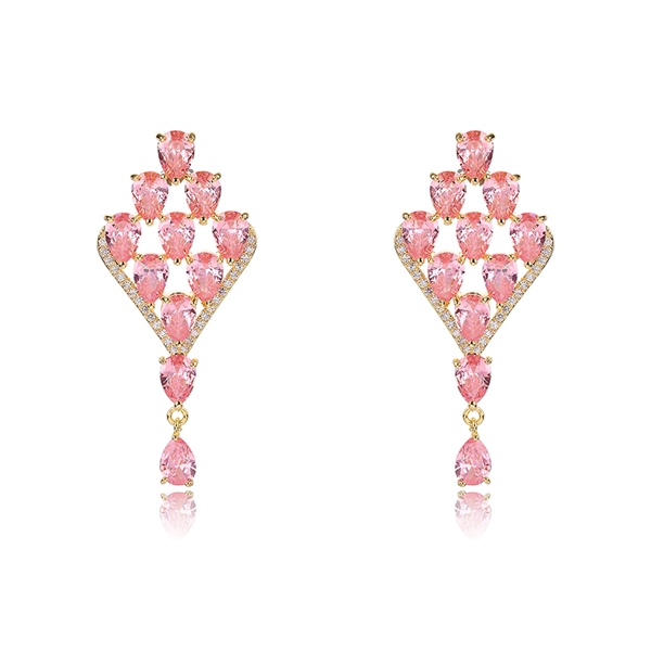 Picture of Impressive Pink Gold Plated Dangle Earrings with Low MOQ