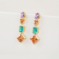 Picture of Trendy Colorful Gold Plated Dangle Earrings with No-Risk Refund