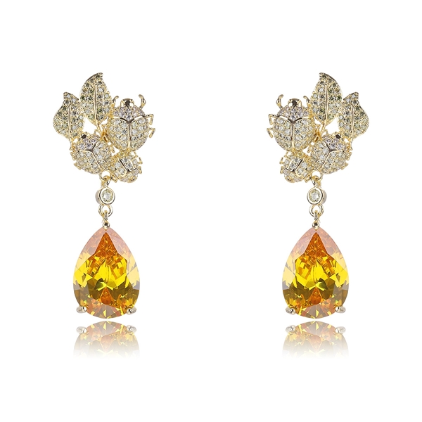 Picture of Fashion Cubic Zirconia Gold Plated Dangle Earrings