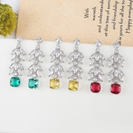 Picture of Low Cost Platinum Plated Cubic Zirconia Dangle Earrings with Low Cost