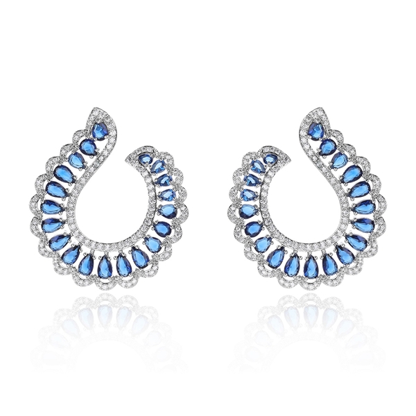 Picture of Attractive White Platinum Plated Big Hoop Earrings For Your Occasions