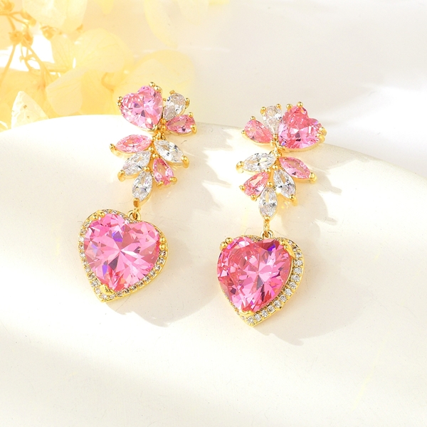 Picture of Luxury Love & Heart Dangle Earrings in Flattering Style