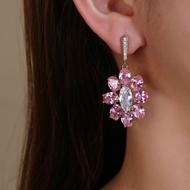 Picture of Brand New Pink Cubic Zirconia Dangle Earrings with SGS/ISO Certification