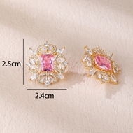 Picture of Fashion Cubic Zirconia Flower Big Stud Earrings