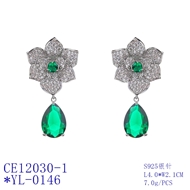 Picture of Nickel Free Platinum Plated Green Dangle Earrings with Easy Return