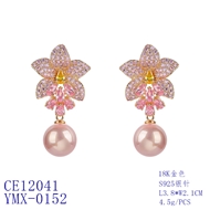 Picture of Featured Pink Flowers & Plants Dangle Earrings with Low Cost