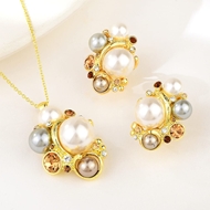 Picture of Party Artificial Pearl 2 Piece Jewelry Set with Fast Delivery