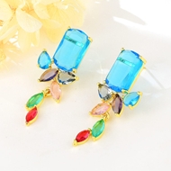 Picture of Funky Flowers & Plants Blue Dangle Earrings