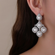 Picture of Popular Artificial Pearl Luxury Dangle Earrings