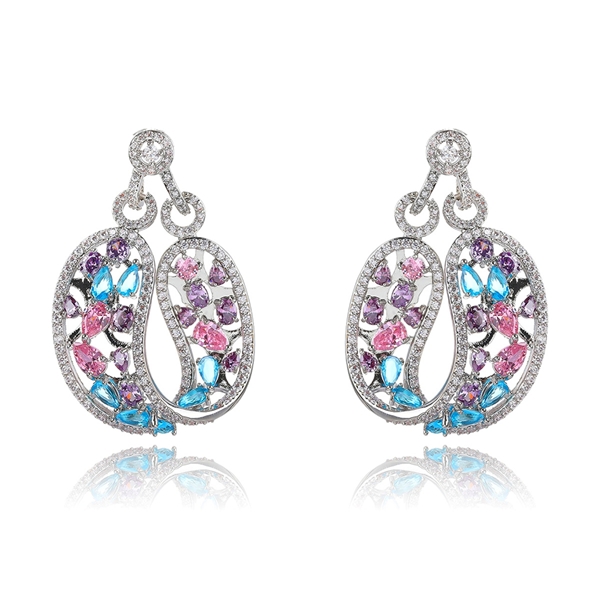 Picture of Most Popular Cubic Zirconia Colorful Dangle Earrings