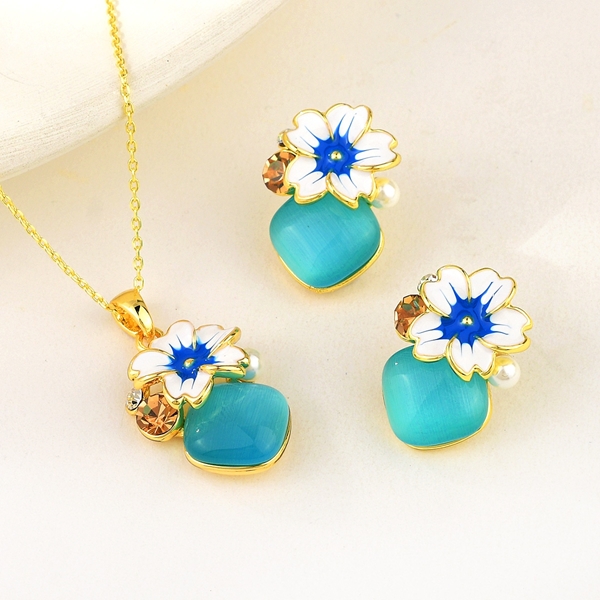 Picture of Fast Selling Blue Zinc Alloy 2 Piece Jewelry Set from Editor Picks