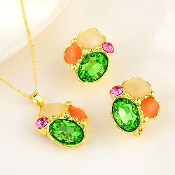 Picture of Zinc Alloy Artificial Crystal 2 Piece Jewelry Set at Great Low Price